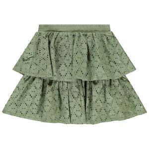 Korte effen rok met volant in jacquard voor meisjes 