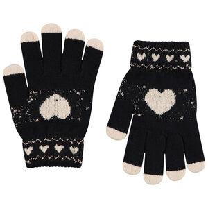 Paire de gants à cœurs fantaisie en tricot pour fille 