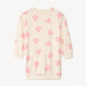 Robe molleton imprimé cœurs pour fille 