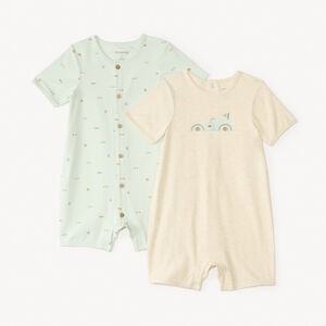 Set van 2 jumpsuits met autoprint voor babyjongen 