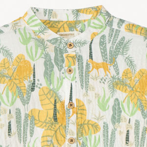 Korte mouw jungle print mao kraaghemd voor jongens 