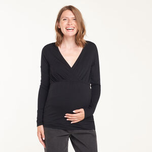 T-shirt met lange mouwen, V-hals voor borstvoeding en zwangerschap 