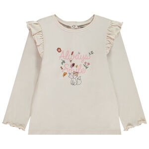 Lange mouwen T-shirt met ruche en fantasieprint voor meisjes 