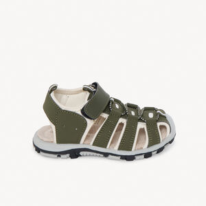 Kaki klittenbandsandalen met elastieken voor jongens 