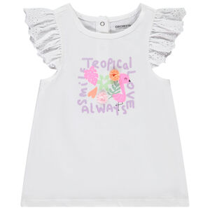 T-shirt manches courtes volantées motif pailleté pour bébé fille 