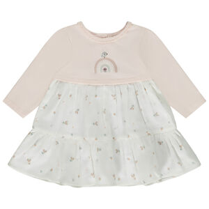 Robe effet 2 en 1 imprimé arcs-en-ciel pour bébé fille 