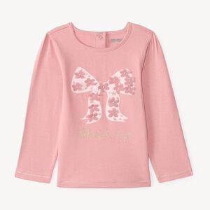 T-shirt manches longues bébé fille print à relief fantaisie 