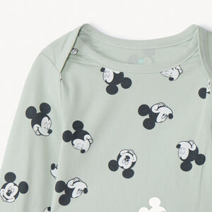 Lot de 3 bodies manches longues imprimé Mickey Disney pour bébé garçon avec ouvertures différentes selon l'âge 