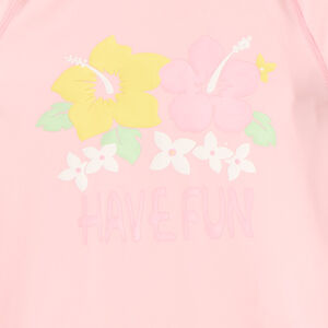 T-shirt met lange mouwen anti-UV SPF 50+ hibiscus print voor meisjes 