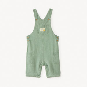 Korte gestreepte canvas tuinbroek voor babyjongen 