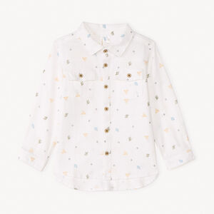 Langarmige shirt van cactusbedrukt canvas voor babyjongen 