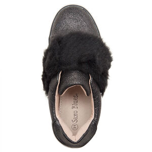 Baskets basses irisées avec scratch en fausse fourrure 