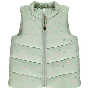 Doudoune sans manches imprimé fleurs/cœurs pour bébé fille 