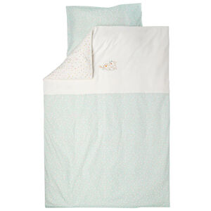 Housse de couette 100x140 cm + taie d'oreiller 40x60 cm- Mila, Lana et Zoë - Vert Sauge 