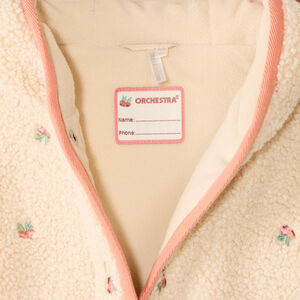 Sherpa jas voor meisjes met fruitborduursels 