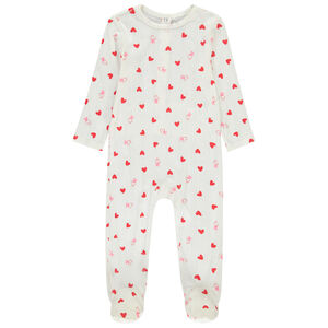 Dors-bien en maille pointel avec imprimé cœur pour bébé fille (ouvertures différentes selon l'âge) 
