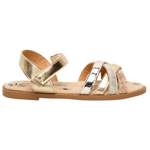 Sandales dorées avec brides brillantes et texturées pour fille 
