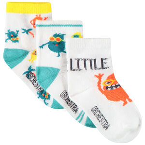 Lot de 3 paires de chaussettes motif monstres pour bébé garçon 