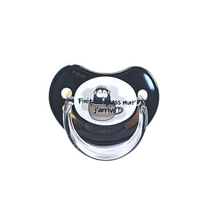 Sucette annonce de grossesse "Finit les grass mat', j'arrive !" 0-6M 