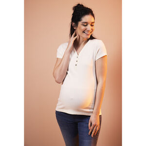 T-shirt manches courtes de grossesse et d'allaitement en jersey rib 