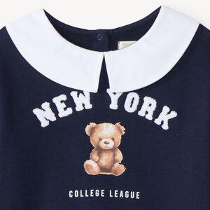 Sweat voor meisjes met kraag en teddybeerprint 