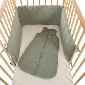 Tour de lit 3 pans en gaze de coton vert 