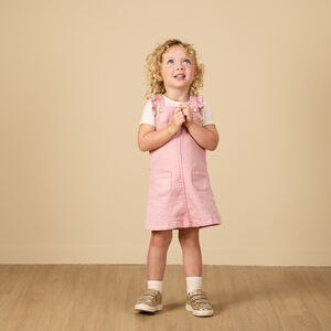 Overgooier jurk in denim met ruche, borduursels en pailletten voor meisjes 