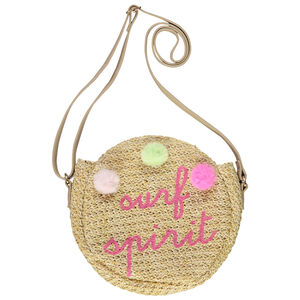 Schoudertas in haakwerk met borduren en pompons voor meisjes 