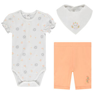 Ensemble 3 pièces en jersey body + corsaire + bavoir Marie Disney pour bébé fille 