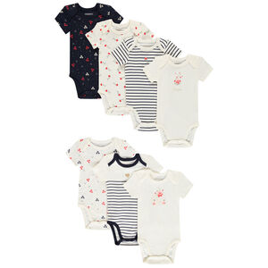 Lot de 7 bodies manches courtes fantaisie pour bébé fille 