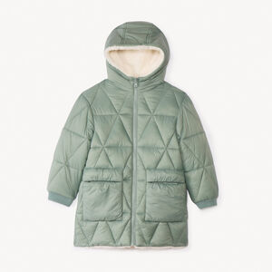 Doudoune longue réversible bi-matière pour fille 