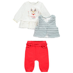 Driedelig ensemble met kerstsfeer voor babymeisjes 