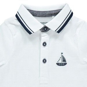 Polo manches courtes en coton piqué à motif brodé 