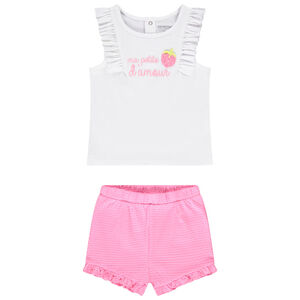 Ensemble court avec short effet cloqué pour bébé fille 
