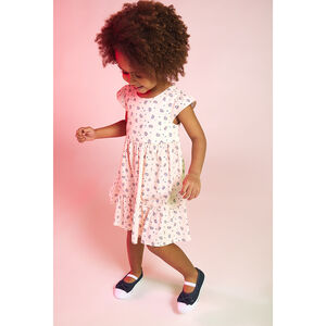 Jurk met korte mouwen in popeline met fantasiedetail voor meisjes 