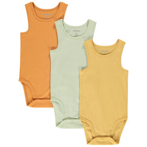 Lot de 3 bodies sans manches unis pour bébé garçon 