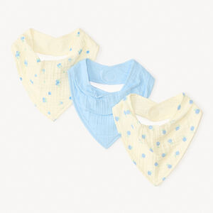 Lot de 3 bavoirs bandana en gaze de coton motifs myrtilles pour bébé fille 