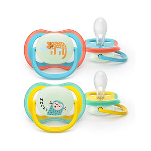 Lot de 2 sucettes silicone 18M+ Ultra Air nuit décorées 