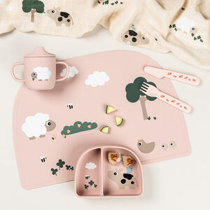 Bol à compartiments avec ventouse Tiny Farm Rose 