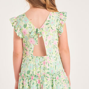 Korte mouwen jurk met bloemenprint en opening aan de achterkant voor meisjes 