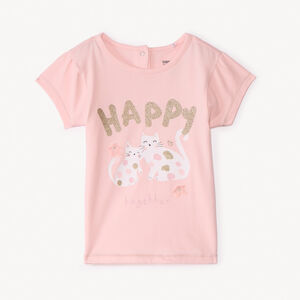 T-shirt met korte mouwen en 3D bloemen voor babymeisje 
