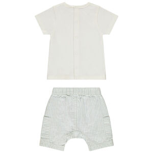 Twee-delige set met gestreepte bermuda voor baby jongen 