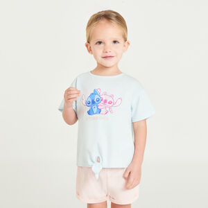 T-shirt manches courtes noué avec Stitch et Angel Disney pour bébé fille 