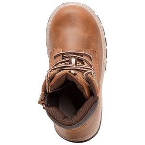 Bottines van cognackleurig imitatieleder met veters en rits 