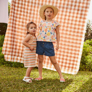 Tunika met korte mouwen met bloemenprint voor meisjes 