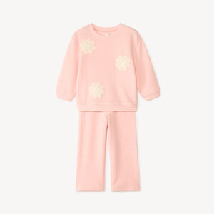 Oversized jogging set met haakbloemen voor babymeisjes 