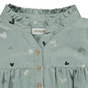 Tuniek met lange mouwen, glinsterend, met hartenprint voor meisjes 