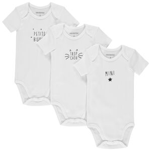 Set van 3 body’s van biokatoen met korte mouwen en gedrukt opschrift 