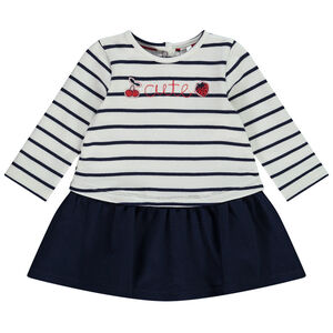 Robe manches longues 2 en 1 à rayures pour bébé fille 