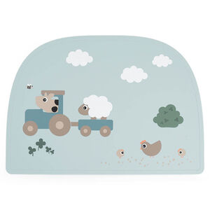 Set de table en silicone Tiny Farm Bleu 